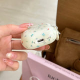 Qfdian Cartoon Cute Color Flower Glossy Silicone Earphone Case for AirPods Pro 2 With Pendant for AirPods 4 3 2 1 Soft Cover Key ring