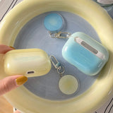 Qfdian Korea Gradient Lemon Yellow Pendant Round Badge For AirPods Pro 2 Case For AirPods 1 2 3 4 Bluetooth Earphone Charging Box Cover