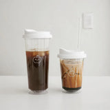 Qfdian  Korea Simple Iced American Coffee Cup Tritan Plastic Water Bottle For Women Transparent Coffee Cup Office Milk Matcha Tea Drink