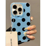 Qfdian Trendy Ins Style Summer Korean Style Simple Personalized Wave Points Phone Case For iPhone 16 15 14 13 12Pro Max Soft Back Cover