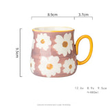 Qfdian  ceramic mug, hand drawn style water cup, 16oz/480ml breakfast cereal coffee cup