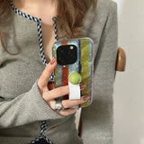 Qfdian Laser Contrasting Striped Ring Buckle Suitable For Iphone 16 15 Phone Case 14 Pro Max Hard Case