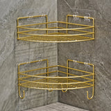 Qfdian Bathroom Shelf Wall Mounted Corner Storage Shelves Shampoo Holder Cosmetic Rack Iron Shower Drain Basket Bathroom Organizer