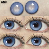 YIMEIXI 1 Pair Blue Color Contact Lenses for Eyes Soft Round Natural Lens with Myopia Prescription Beauty Pupil