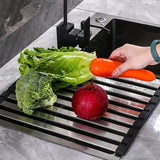 Qfdian  304 Stainless Steel Dish Drain Rack Multi Functional Drain Rack High Temperature Resistant Sink Organizer Kitchens Accessories