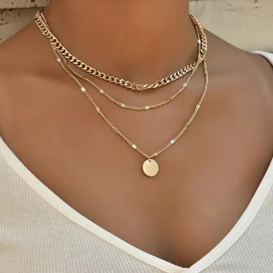 Vintage Love Heart Pendant Necklace for Women Trend Aesthetic Gold Color Metal Chain Collar Choker Party Jewelry Birthday Gifts