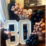 Qfdian  107Pcs Black Rose Gold Balloons Garland Arch Kit Wedding Decor Metal Rose Gold Chrome Balloons Birthday Party Decorations Globos