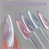 Qfdian 10ml Rainbow Purple Water Light Cat Magnetic Gel Nail Polish Shining Super Sliver-light Holographics Soak Off UV Gel
