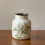 Qfdian  Ceramic Vase Mini Ornament Living Room Flower Arrangement Retro Dining Table Decoration Chinese Wabi Sabi Style Relief Artwork
