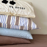 Qfdian  1pc Retro Korean Style Cotton Stripe Pillowcover Simple Envelop Sleeping Pillowcase Cushion Cover Home BedroomBedding Decor Gift