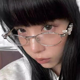 2024 Rhinestone Diamonds Sunglasses Bling Eyeglasses Frames Clear Lens Small Round Women Men Metal Retro Diamond Frame Gifts