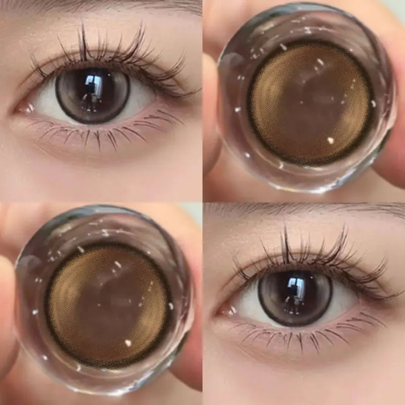 YIMEIXI 2Pcs Color Contact Lenses with Diopters Brown Lens Korean Big Eyes Colored Makeup Lens High Quality Beautiful Pupil New