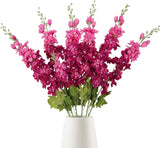 Qfdian 6pcs Blue Delphinium Artificial Flowers Long Stem Larkspur for Wedding Centerpieces Floral Arrangements Home Vase Decor