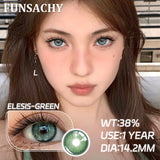 Qfdian  1 Pair Color Contact Lenses Beauty Eyes Pupils Fashion Makeup Beauty Cosmetics Soft Green Natural Brown Lens Yearly Use