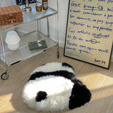 Qfdian Cute Panda Wool Fluffy White Carpet Kitchen Living Room Home Decoration Carpet Children Bedroom Sofa Entrance Door Mat