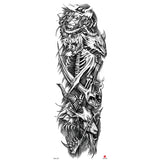 Qfdian Full Arm Tattoo Waterproof Temporary StickerCool Skull Fish Dragon Lion Clock Men Women Art Fake Sticker Glitter Style