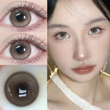 Qfdian 2Pcs Kroean New Colored Contact Lenses with Prescription Myopia Degree 0.00- 8.00 Black Eye Soft Lens Eye Beauty Pupil