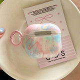 Qfdian  INS Colorful Graffiti Splash-ink Line Case Cover for AirPods 1 2 3 4 Air Pods Pro 2 Wireless Earphone Protective Cases Keyring