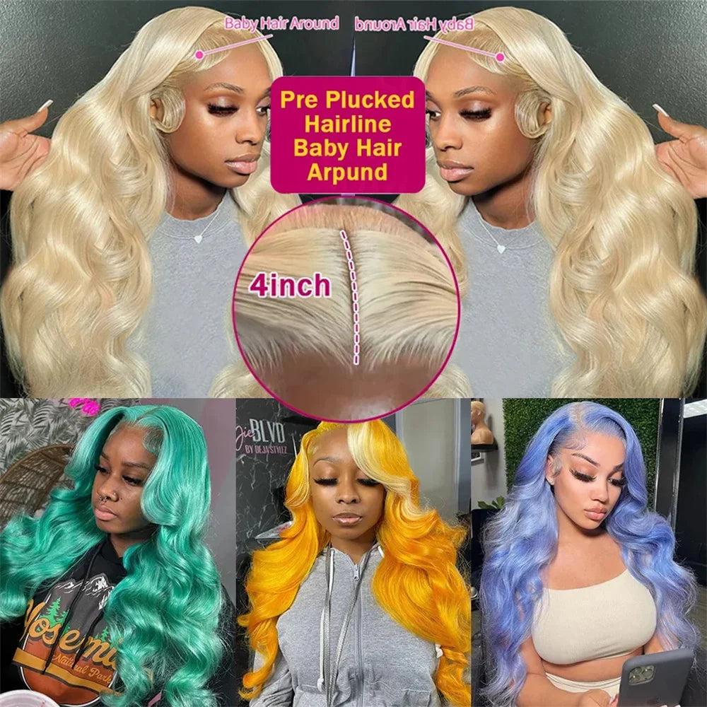 Qfdian 30 38 Inch Honey Blonde 613 HD Lace Frontal Wigs 13x6 Body Wave Human Hair 100% Brazilian 13x4 Lace Front Wig For Black Women