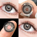 Qfdian  1 Pair Colored Contact Lenses for Eyes Natural Brown Gray Eye Contacts Yearly Cosmetics Pupils Blue Lens Green Contacts