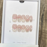 Qfdian  10Pcs Cat Eye Handmade Coffin Press on Nails Sweet Cute Flower Fake Nails Full Cover Dreamy Shiny Ballet False Nails Pink Nail