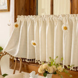 Qfdian  Japanese Style Sheer Curtains for Kitchen Balcony Door Cabinet Half Curtain Tulle Drapes Custom