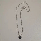 Qfdian  Kpop Vintage Goth Punk Heart Pendant Chain Pearl Metal Necklace For Women Collares Aesthetic Grunge EMO Jewelry Y2K Accessories