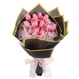 Qfdian  Artificial Tulip Baby's Breath Flower Bouquet with Packing for Christmas, Wedding, Anniversary Decoration Birthday Party Gifts
