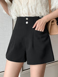 Qfdian  High Waist Wide Leg A-Line Shorts Women Korean Fashion Loose Casual Black Shorts Female New Summer Pocket Beige Shorts
