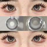 Qfdian  2pcs Myopia Lenses Black Color Contact Lenses with Prescription Degree 14.5mm Natural Soft Contact Lens for Eyes Yearly