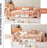 Qfdian Boho Sofa Covers, Chenille Couch Cover for Dogs Geometric Jacquard Sofa Slipcover Living Room Pet Furniture Protector Washable