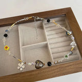 Qfdian  Bohemian Style Necklace Women Pearl Flower Necklace Korean Style Sweet Cool Necklace Fashionable Jewelry Women Collarbone Chain