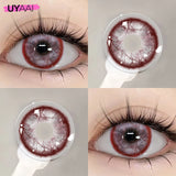 Qfdian   Anime Cosplay Colored Contact Lenses  Red Lens Blue Pupils Halloween MakeUp Beauty Women Cosplay Colorful Lenses