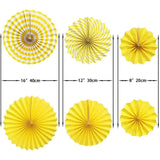 Qfdian  16Pcs Blue Yellow Graduation Grad Party Decoration Birthday Hanging Paper Fan Honeycomb Lanterns for Royal Boy Baby Shower Decor
