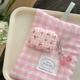 Qfdian  full screen pink plaid cherry suitable for airpods4 earphone cover pro second generation airpodspro2 protective cover