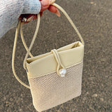 Qfdian  Women Vintage Crochet Mini Cellphone Bag Trendy Casual Travel Shoulder Crossbody Bags New Streetwear Fashion Purses and Handbags