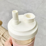 Qfdian  500/850ML Cute Pearl Milk Tea Straw Plastic Water Bottle With Cup Cover Women Large Capacity Juice Boba Milk Tea Cup Drop-proof
