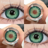 Qfdian 2pcs Blue Color Contact Lenses Natural Contact Lenses for Eyes Beautiful Eyes Lens Cosmetic Pupils Green Colored Lens