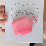 Qfdian New Gradient Pink Gloss Smooth Soft Silicone Case With Keychain For Apple AirPods Pro 2 3 4 1 Wireless Bluetooth Earphone Cover