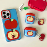 Qfdian  Korea Lovely Apple Funny DIY Red Nose Transparent Blue Soft Mobile Phone Protective Cover Case for iPhone 16 15 14 13 12 Pro Max