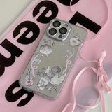 Qfdian Mirror angel cute music cat phone case for iphone 15 13promax 15pro 12promax 13pro 14 13 pro max 12 ins pink guitar fundas