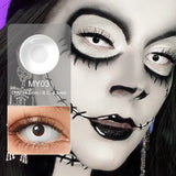 Qfdian Halloween Contact Lenses White Cat Eye Cosplay Contact Lenses Crazy Eye Contacts Whiteout Lens for Cosplay Anime Accessorie