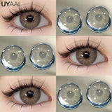 Qfdian 1 Pair Colored Contact Lenses for Eyes Natural Fashion Lenses Gray Beauty Pupils Blue Eye Lenses Cosmetics Soft Lenses
