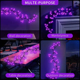 Qfdian  1pc 54 LED Halloween DIY Purple Rattan Lights Battery Powered with 8 Lighting Modes For Home Living Room Halloween Decoration