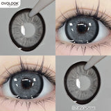 Qfdian  2PCS Big Grey Contact Lenses for Eyes Myopia Colored Contact Lens Natural Brown Pupils Gradient Contact Lens Black Lens