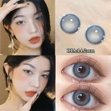 Qfdian 2PCS New Colored Contact Lenses Myopia Power Pink Lens -0.00 to -8.00 Amber Makeup for Eyes with Blue Lens Fast Shipping