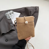 Qfdian  Women Vintage Crochet Mini Cellphone Bag Trendy Casual Travel Shoulder Crossbody Bags New Streetwear Fashion Purses and Handbags