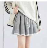 Qfdian  Elastic Waist Pleated Skirts with Shorts Fashion High Waist Mini Skirts Women Korean Fashion Short Skirt Sexy Preppy Style Skort