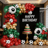 Qfdian  112Pcs Soccer Balloon Garland Kit |   Red, Green & Gold Football Birthday Party Decor for Soccer Fans 🎈