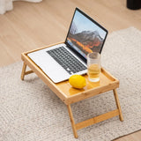 Qfdian  Wooden Foldable Table Bed Tray Folding Column Laptop Cooling Holder Adjustable Stand Portable Camping Picnic Desk Drawing Table